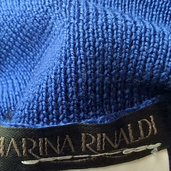 Marina Rinaldi 💯 Wool Cobalt Blue Turtleneck Sweater Size Large Short Sl - Picture 6 of 11